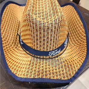 Ford Tan Woven Cowboy Hat with Blue Trim